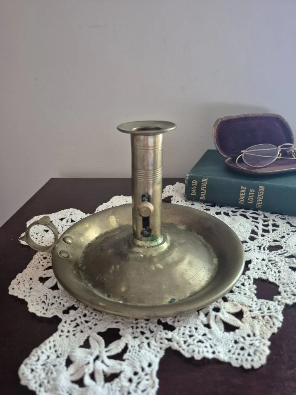 Antique Brass Chamberstick Candle Holder